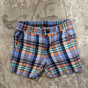 Janie and Jack Blue and Orange Plaid Kids Shorts